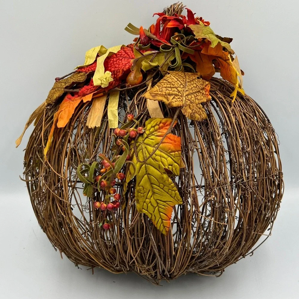 Grapevine Pumpkin Wall Decor OS Brown NWOT Rustic Fall Foliage